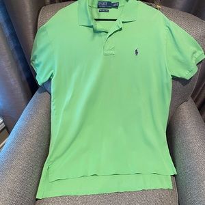 Green polo Ralph Lauren with purple logo